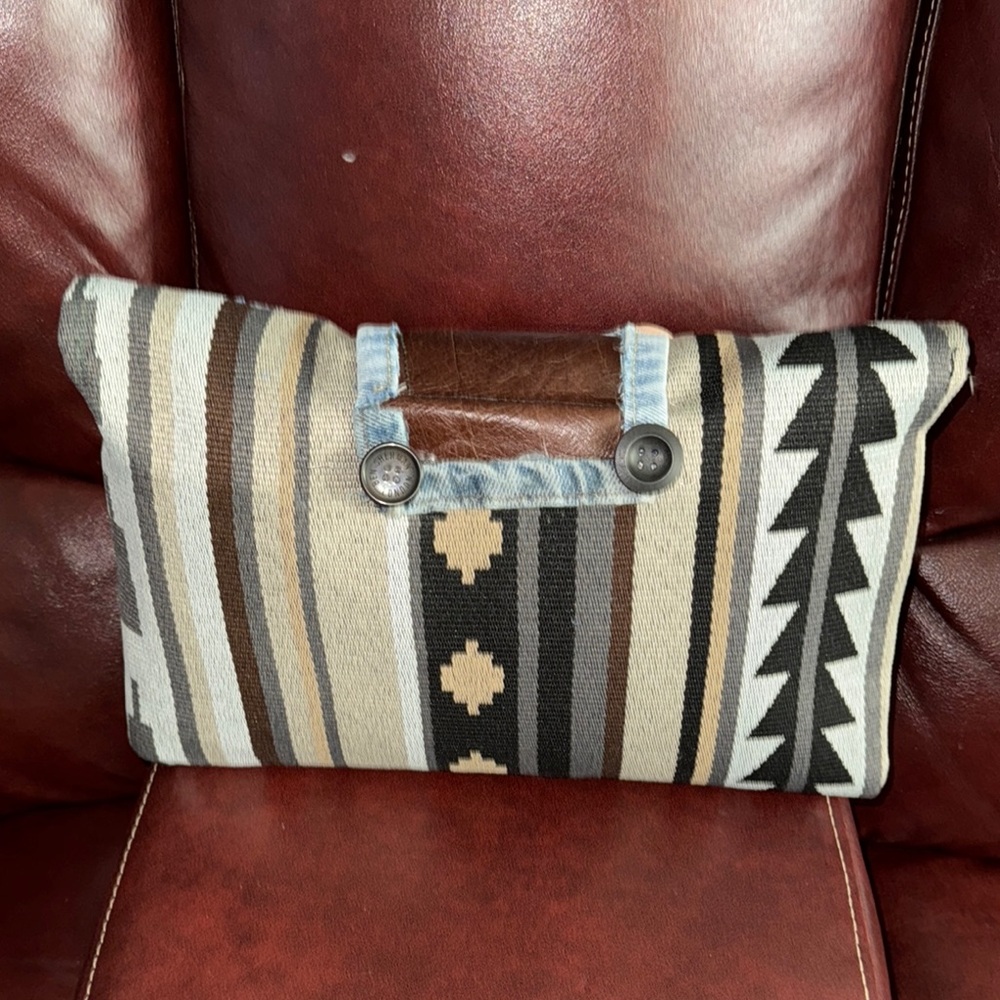 Patchwork Clutch With Button Accents - image 2